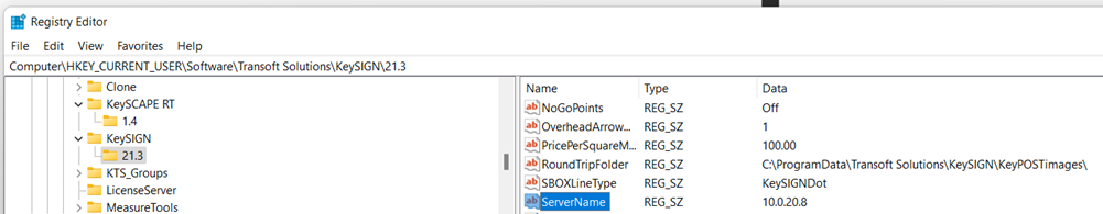 Registry locations for the ServerName key used for Key Software ...