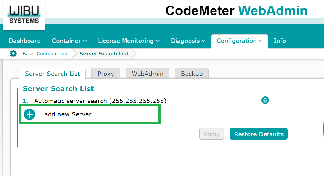 Configuring CodeMeter on a Network/server (Dongle connected to a ...