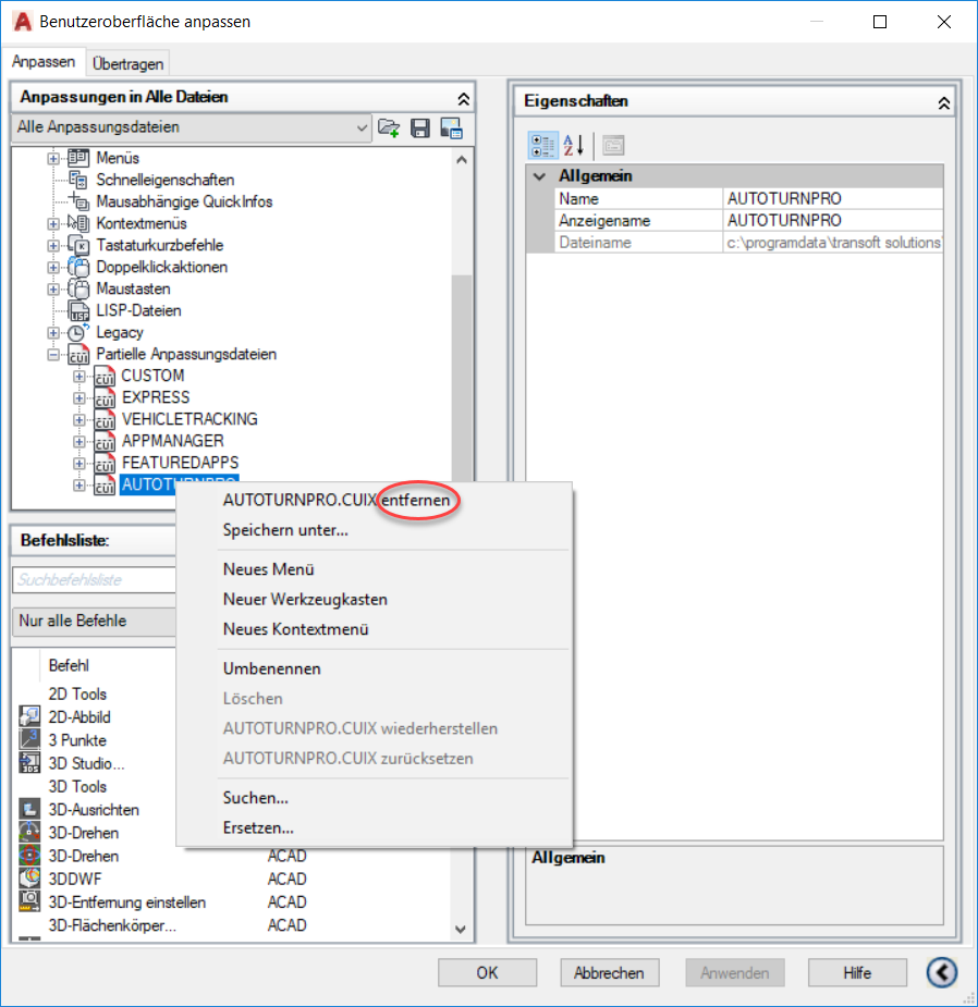 Wenn Ich Autoturn In Autocad Starte Erhalte Ich Lediglich Eine